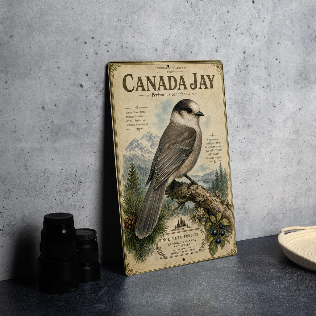 Canada Jay Metal Sign Vintage Natural History Bird Illustration Ornithology Specimen Plate Scientifi, photo 4 of 5