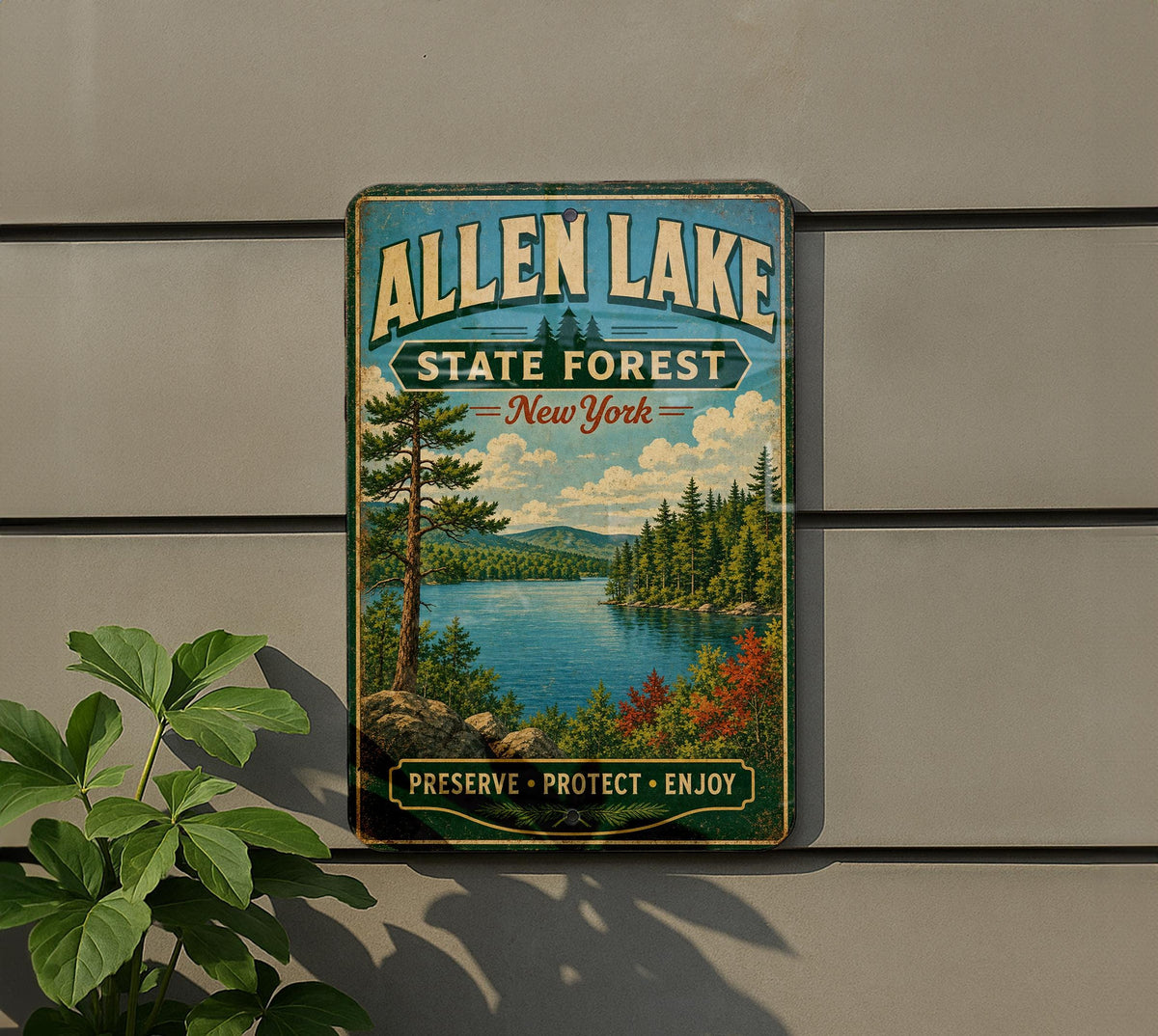 Allen Lake State Forest New York Vintage Style Metal Sign, photo 5 of 5