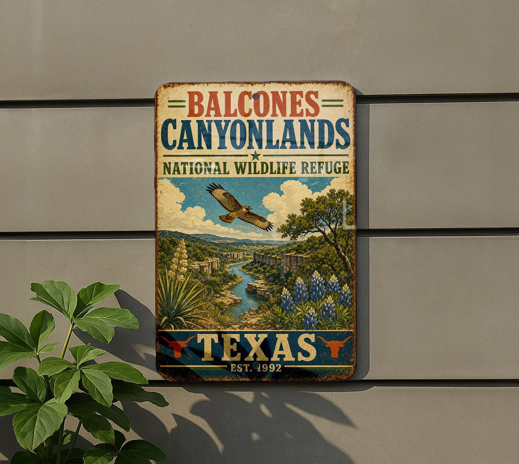 Balcones Canyonlands National Wildlife Refuge Texas Vintage Style Metal Sign, photo 5 of 5