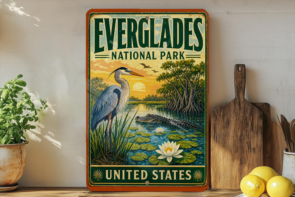 Everglades National Park United States Vintage Style Metal Sign Florida Wetlands Alligator Wildlife, photo 2 of 5