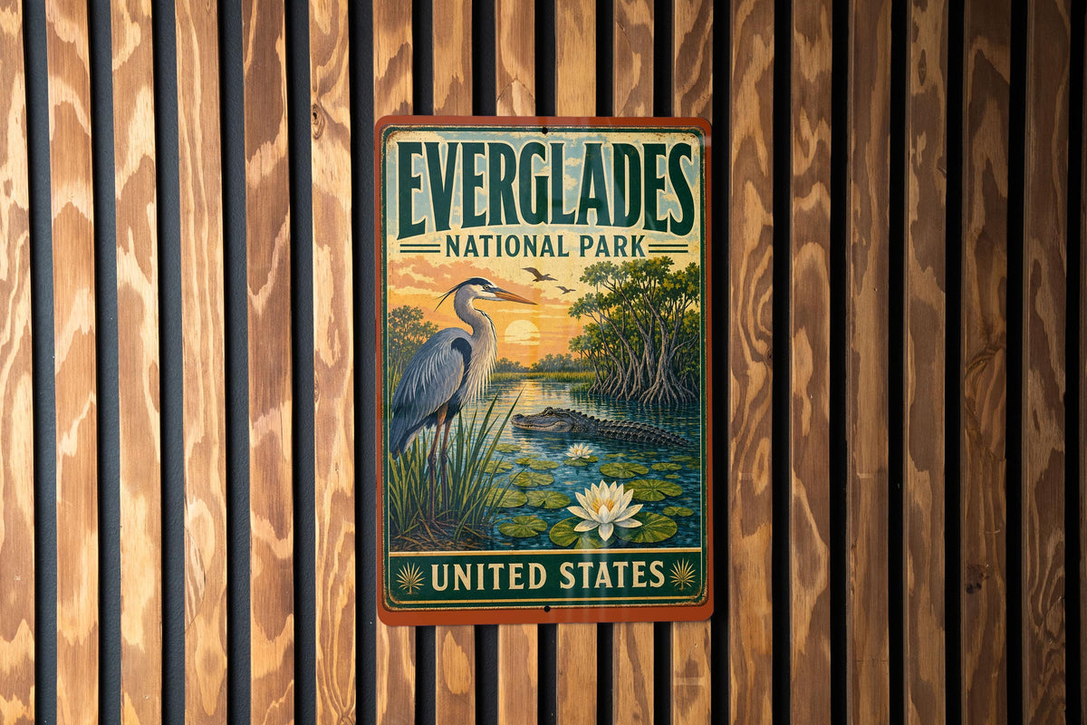 Everglades National Park United States Vintage Style Metal Sign Florida Wetlands Alligator Wildlife, photo 3 of 5
