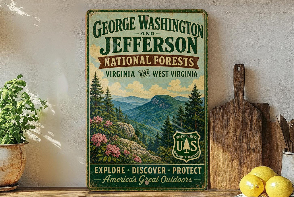 George Washington & Jefferson National Forests Vintage Style Metal Sign, photo 2 of 5