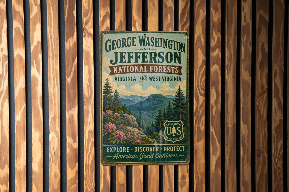 George Washington & Jefferson National Forests Vintage Style Metal Sign, photo 3 of 5