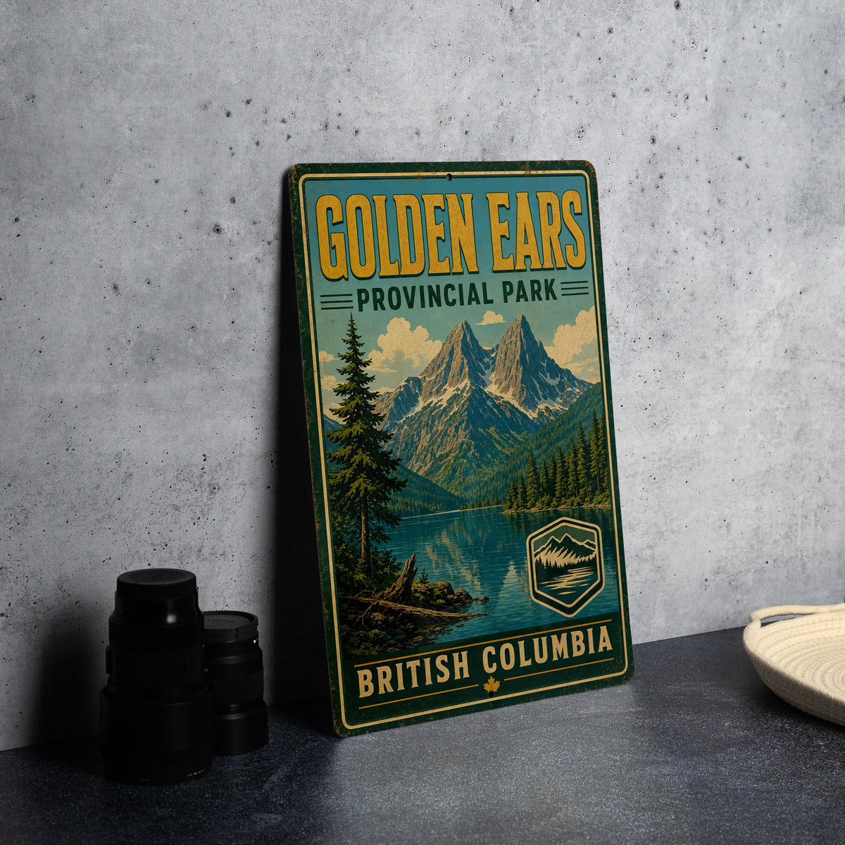 Golden Ears Provincial Park British Columbia Vintage Metal Sign, photo 4 of 5