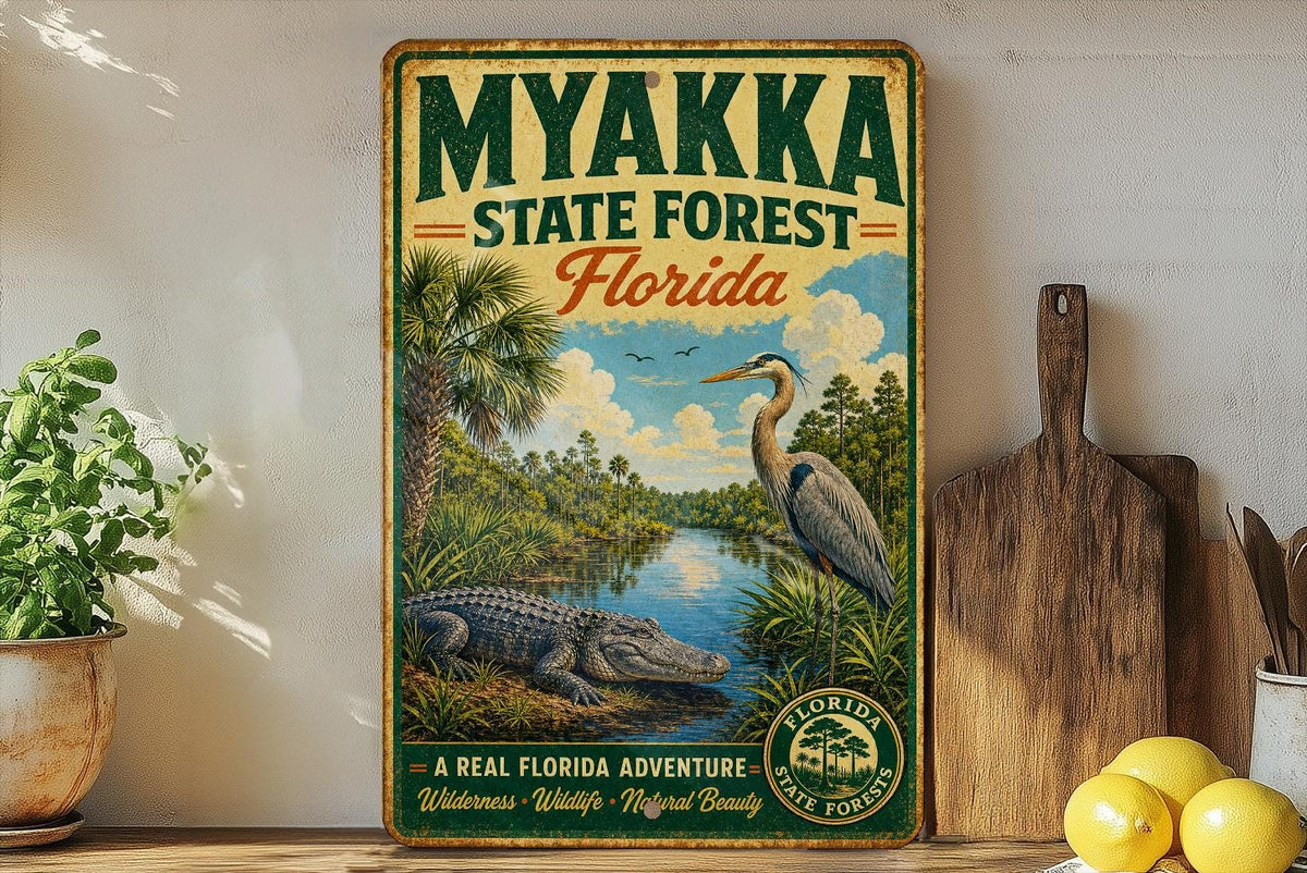 Myakka State Forest Florida Vintage Style Metal Sign, photo 3 of 5