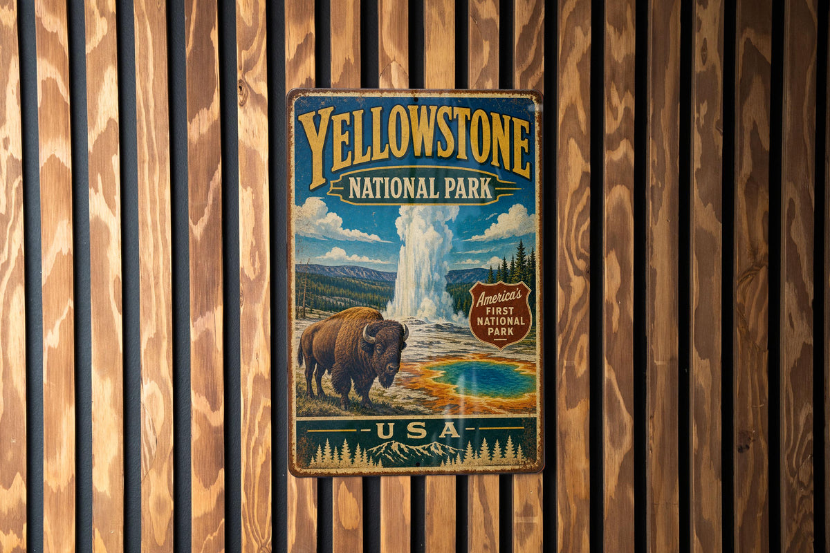 Yellowstone National Park USA Vintage Style Metal Sign, photo 3 of 5