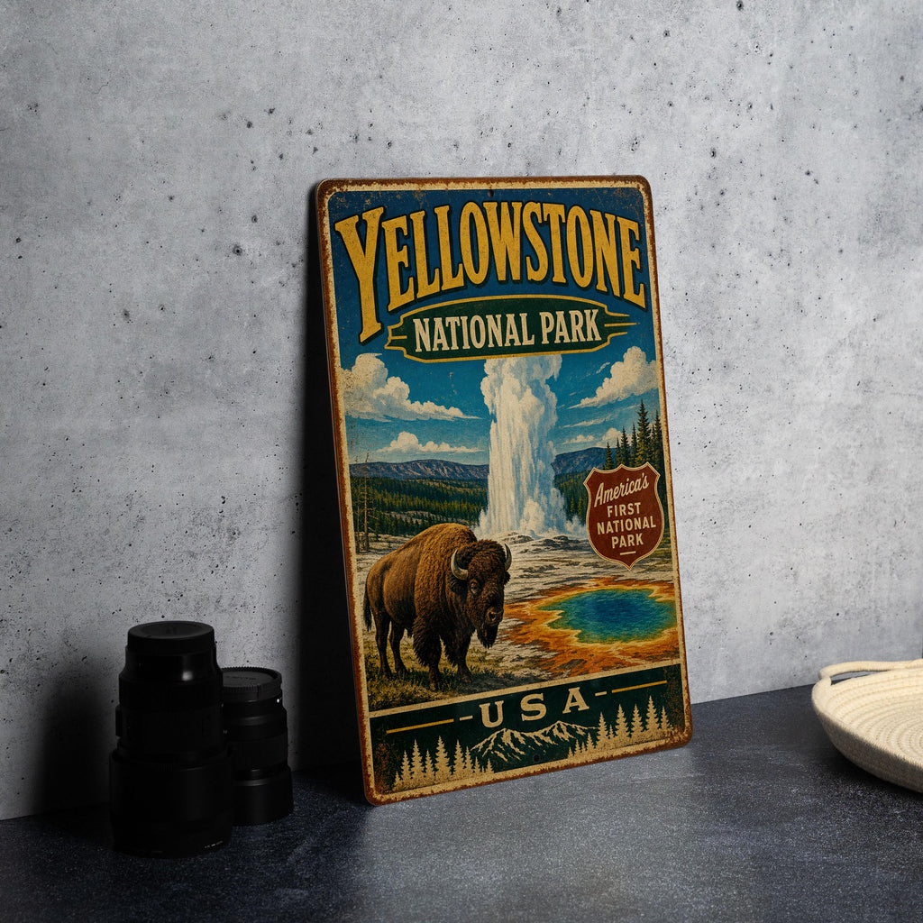 Yellowstone National Park USA Vintage Style Metal Sign, photo 4 of 5