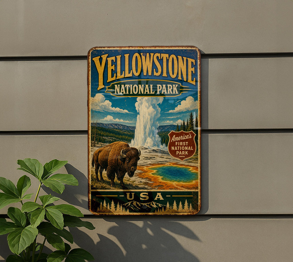 Yellowstone National Park USA Vintage Style Metal Sign, photo 5 of 5