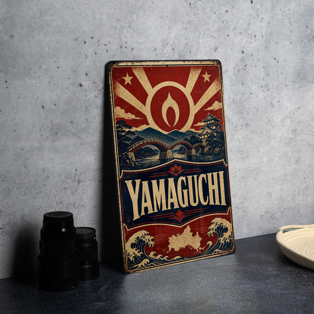 Yamaguchi Japan Vintage Flag Metal Sign, photo 4 of 5