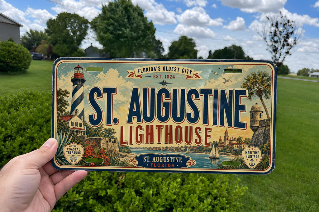 St Augustine Lighthouse Metal License Plate Sign, photo 4 of 6
