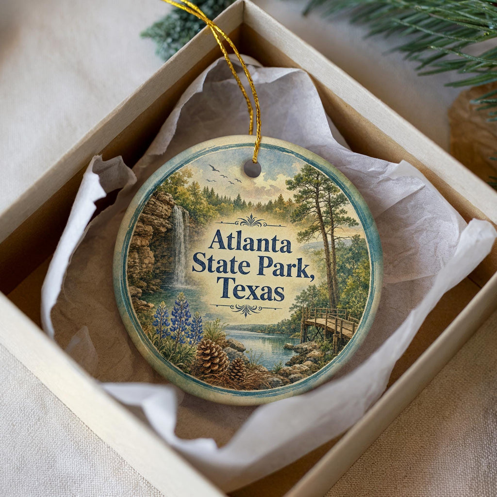 Atlanta State Park Texas Watercolor Ceramic Ornament, photo 2 of 9