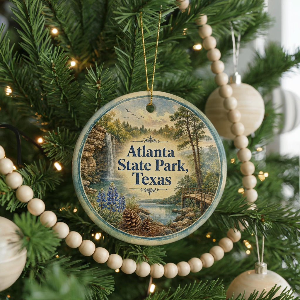 Atlanta State Park Texas Watercolor Ceramic Ornament, photo 6 of 9