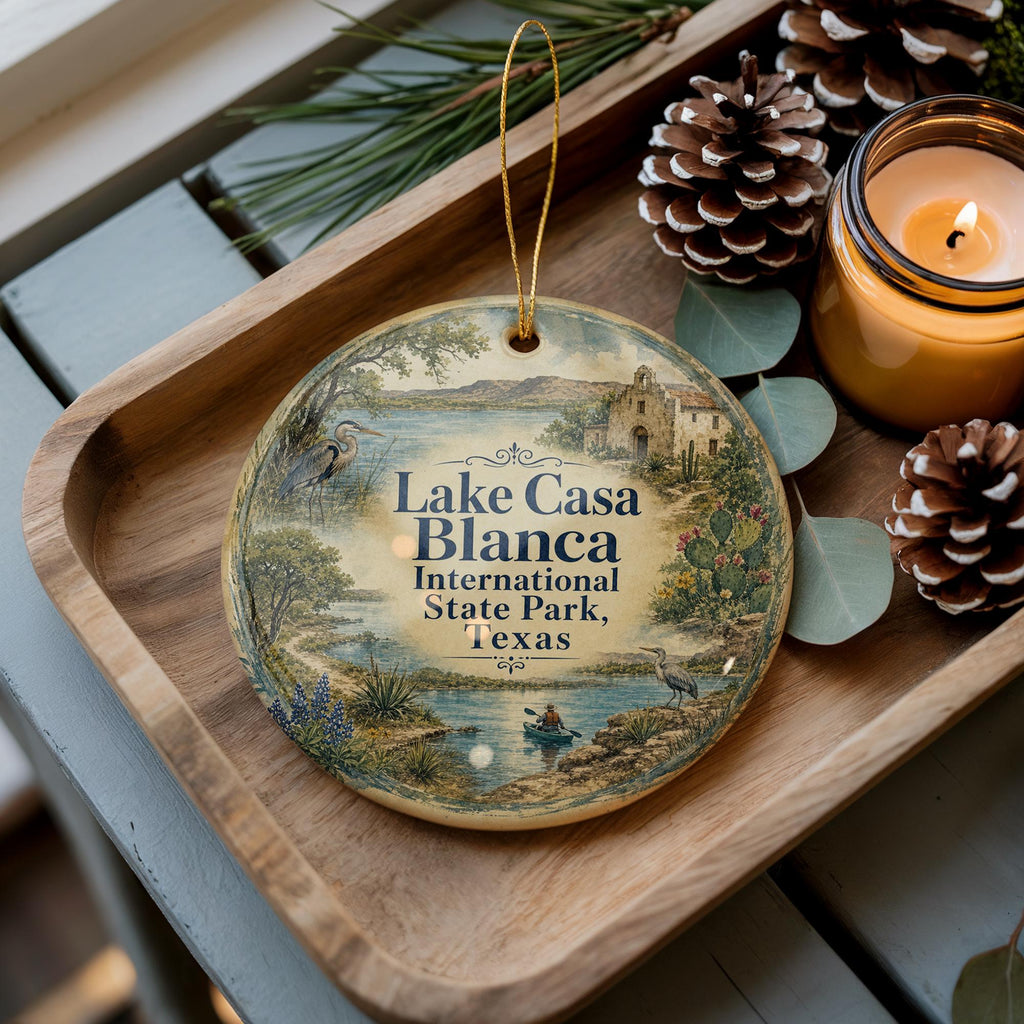 Watercolor Lake Casa Blanca International State Park Texas Ceramic Ornament