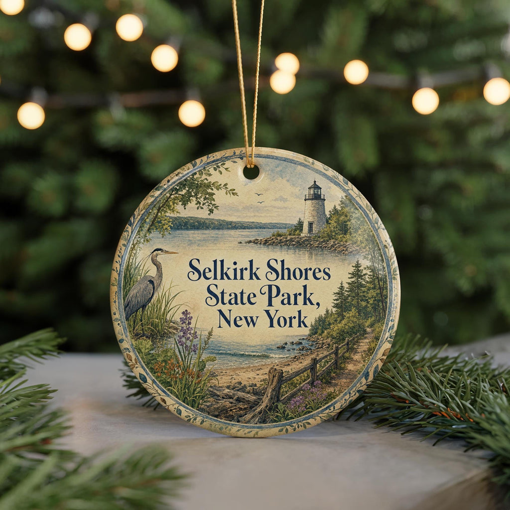 Selkirk Shores State Park New York Watercolor Ceramic Ornament, photo 7 of 9
