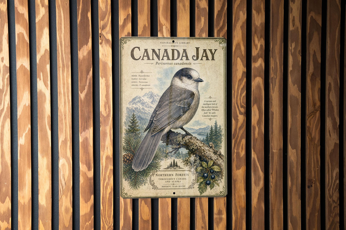 Canada Jay Metal Sign Vintage Natural History Bird Illustration Ornithology Specimen Plate Scientifi, photo 3 of 5
