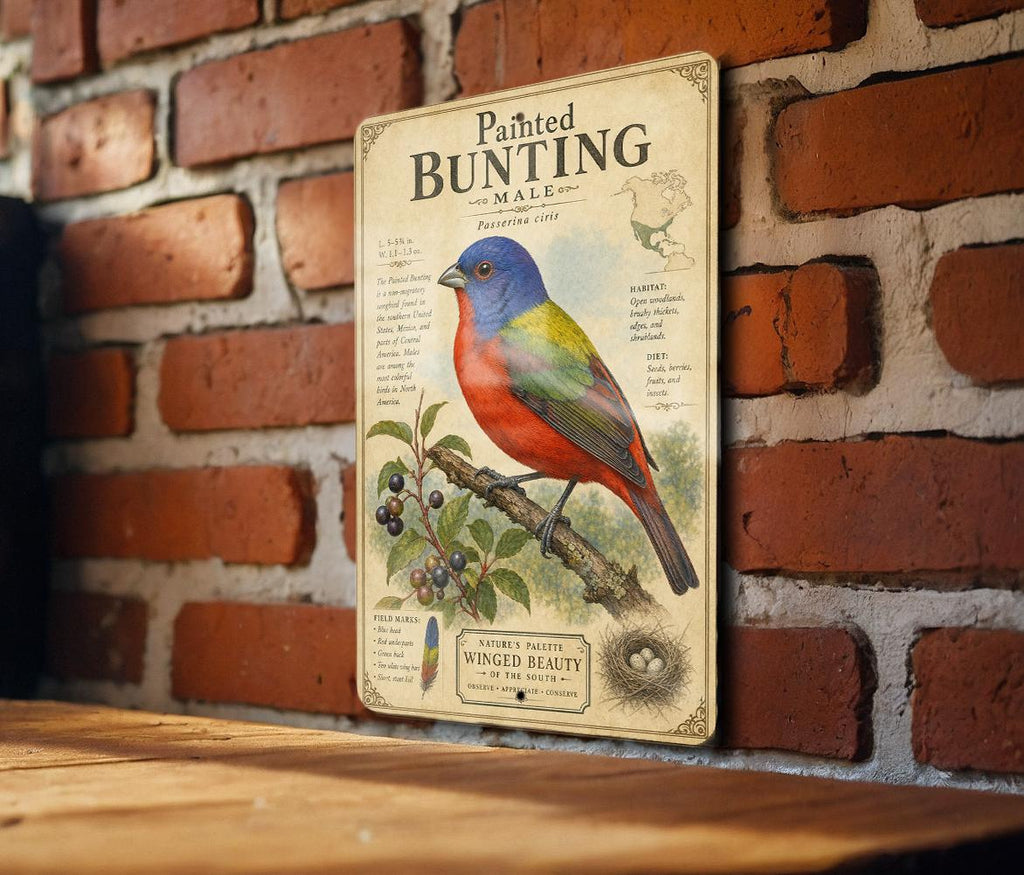 Painted Bunting Male Metal Sign, photo 2 of 5