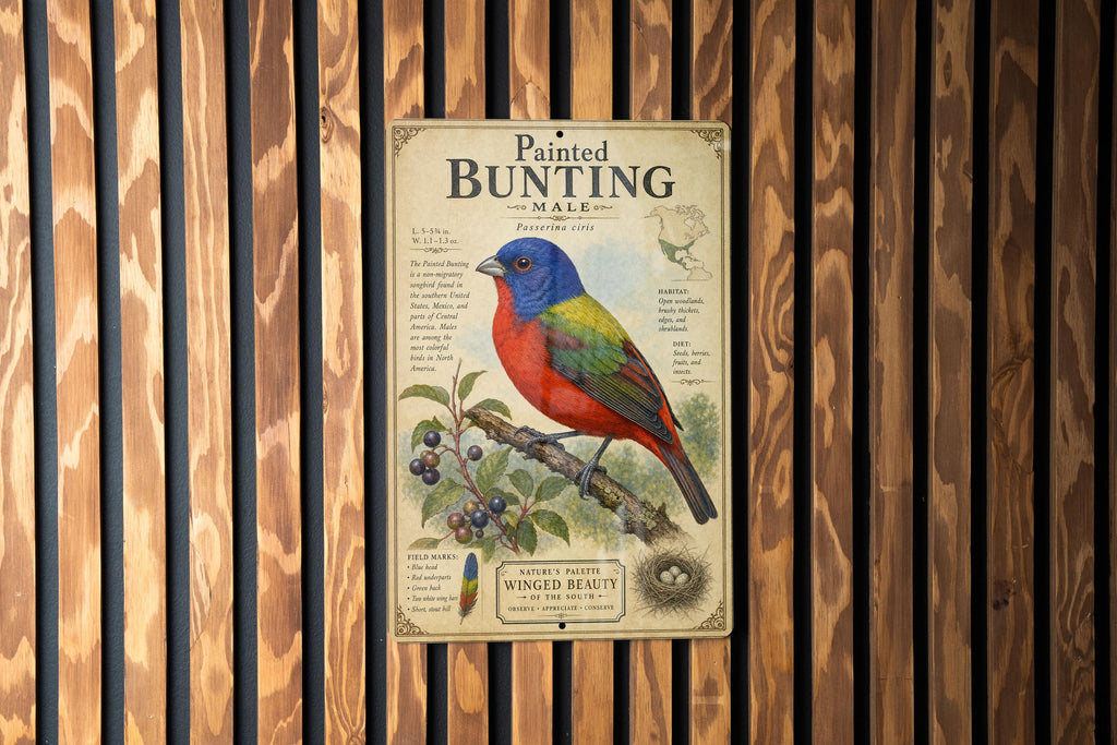 Painted Bunting Male Metal Sign, photo 3 of 5