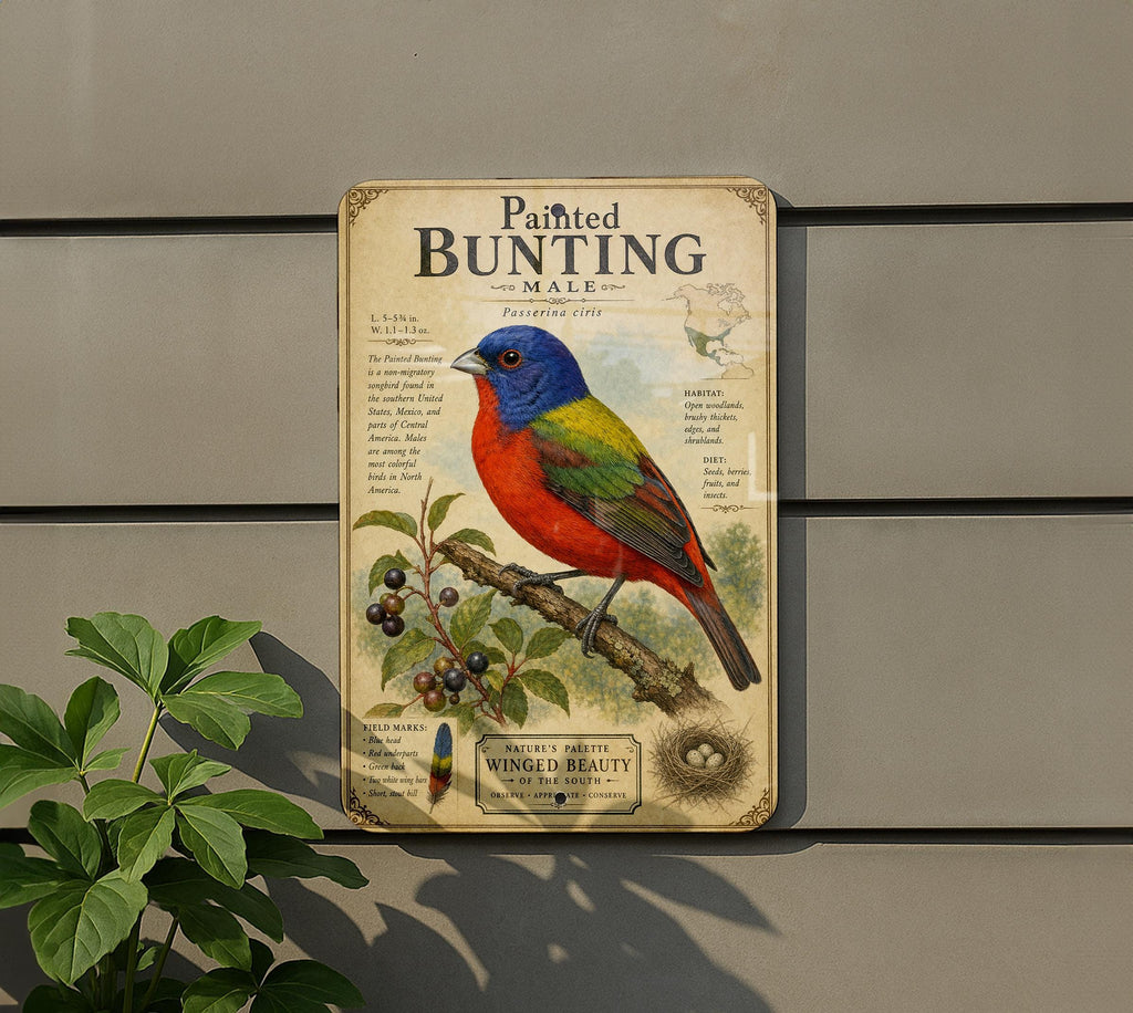Painted Bunting Male Metal Sign, photo 5 of 5
