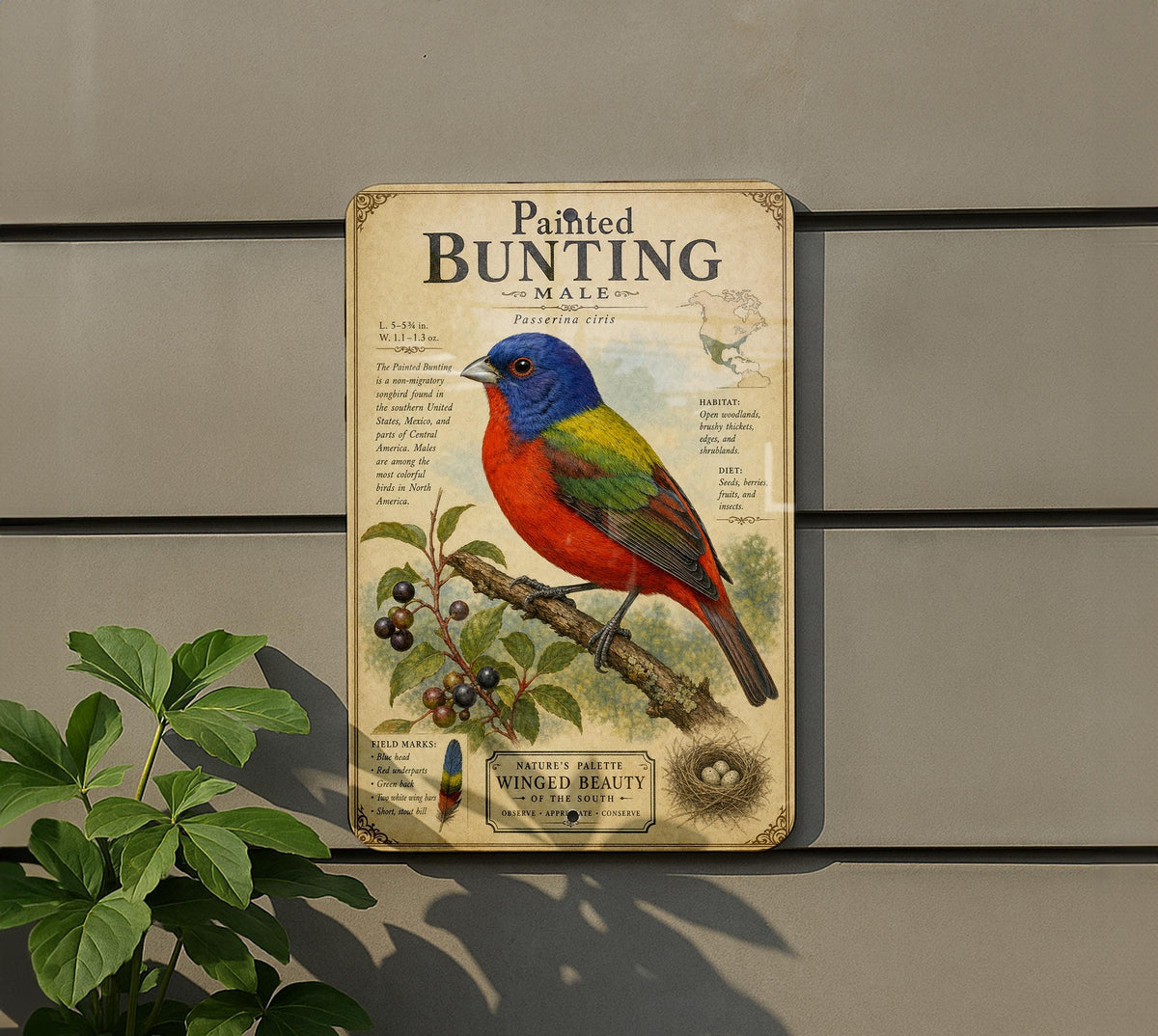 Painted Bunting Male Metal Sign, photo 5 of 5